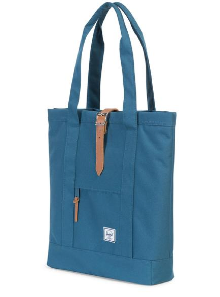 herschel supply co. - womens market tote -  Indian Teal/Tan Pebbled Leather - shophearts - 3