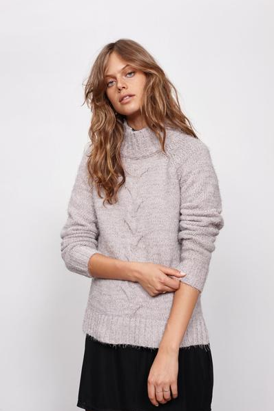 minkpink - now & then mock neck chunky knit sweater - light grey - shophearts - 3