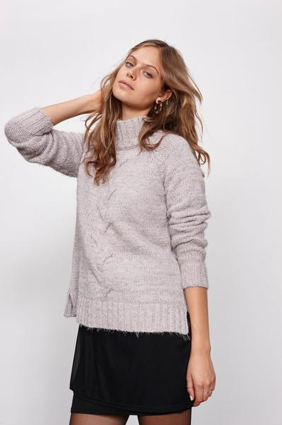 minkpink - now & then mock neck chunky knit sweater - light grey - shophearts - 4