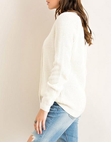 all tied up lace-up front sweater - natural - shophearts - 5