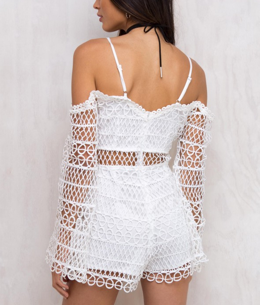 bold crochet overlay romper - white - shophearts - 4