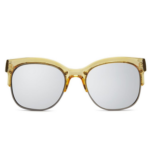 quay - bronx half-rimmed sunglasses - coffee with silver mirror lens - shophearts - 1