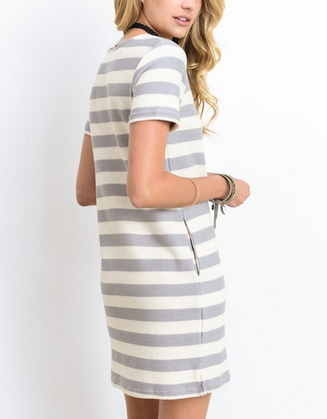 striped french terry tee shirt dress - shophearts - 3