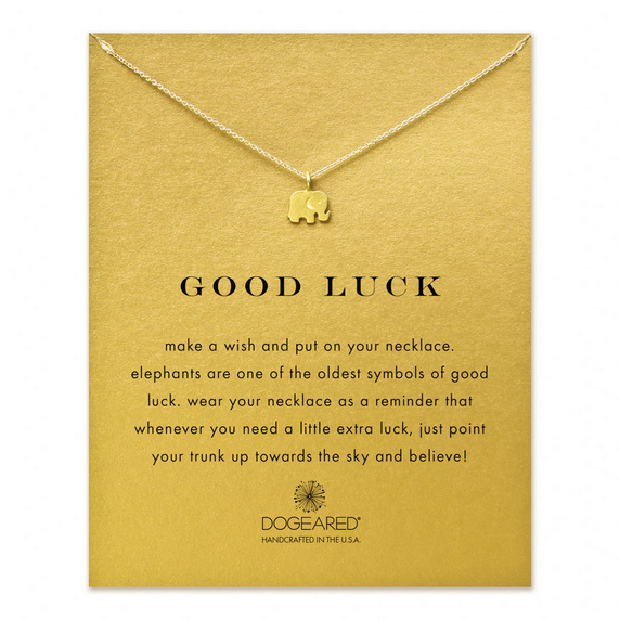 dogeared 'reminder good luck elephant necklace', 16" gold dipped - shophearts