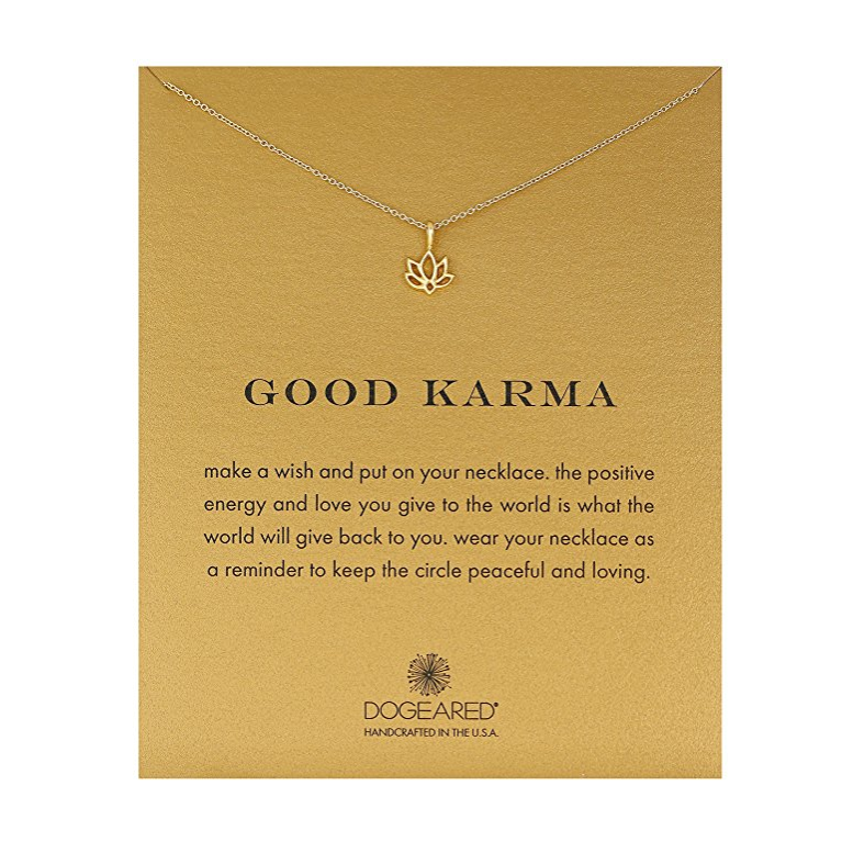 dogeared 'reminder good karma happy lotus necklace' 16" - shophearts