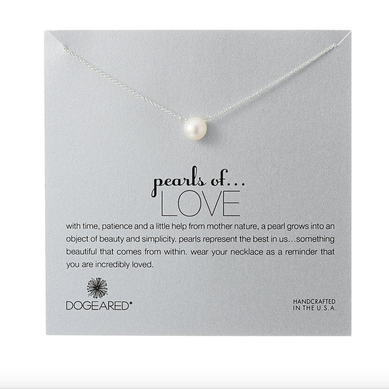 dogeared pearls... of love white pearl necklace in sterling silver - shophearts
