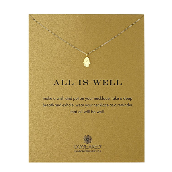dogeared all is well hamsa necklace, gold dipped - shophearts