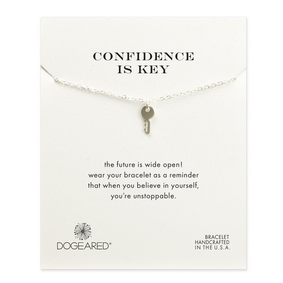 dogeared 'reminder confidence is key pendant necklace' 16" in sterling silver - shophearts