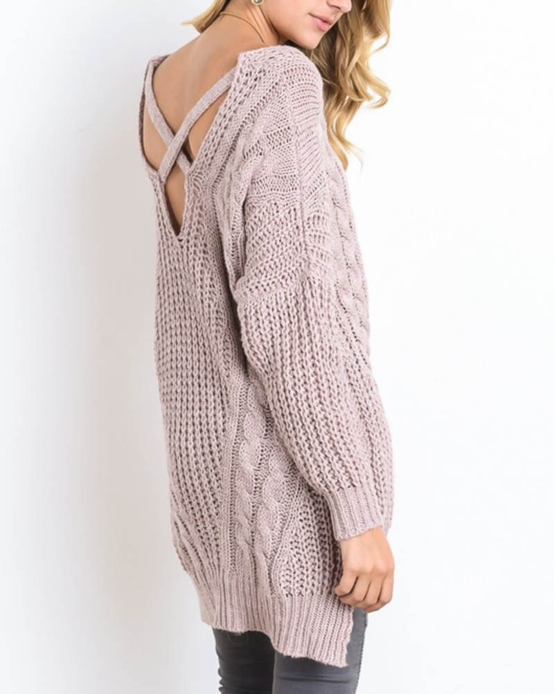 oversize cross back knit sweater - marle mauve - shophearts - 3