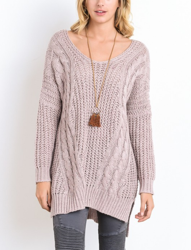 oversize cross back knit sweater - marle mauve - shophearts - 4