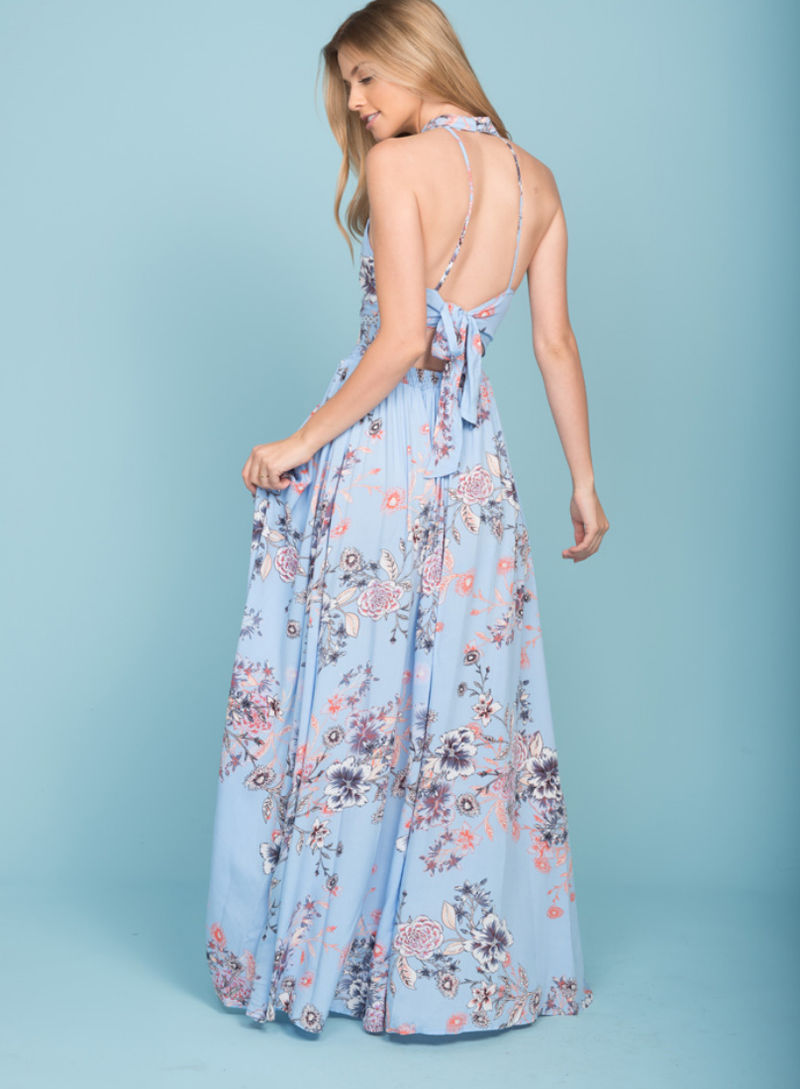 Open Back Floral Maxi Dress in More Colors
