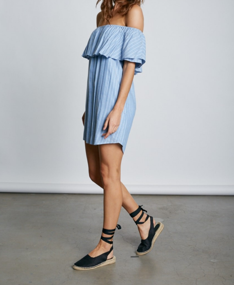Cotton Candy LA - Frilled About You Off The Shoulder Striped Dress in More Colors