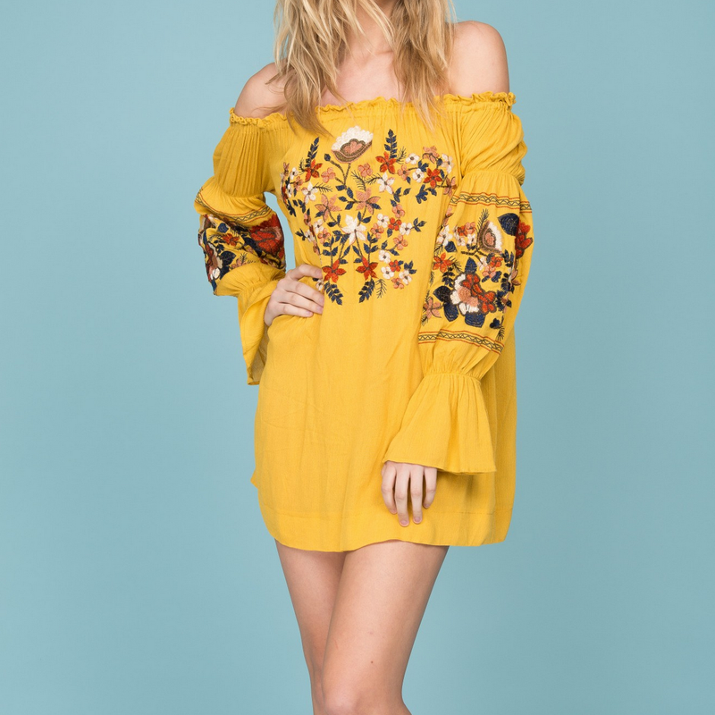 Off the Shoulder Embroidered Dress in More Colors