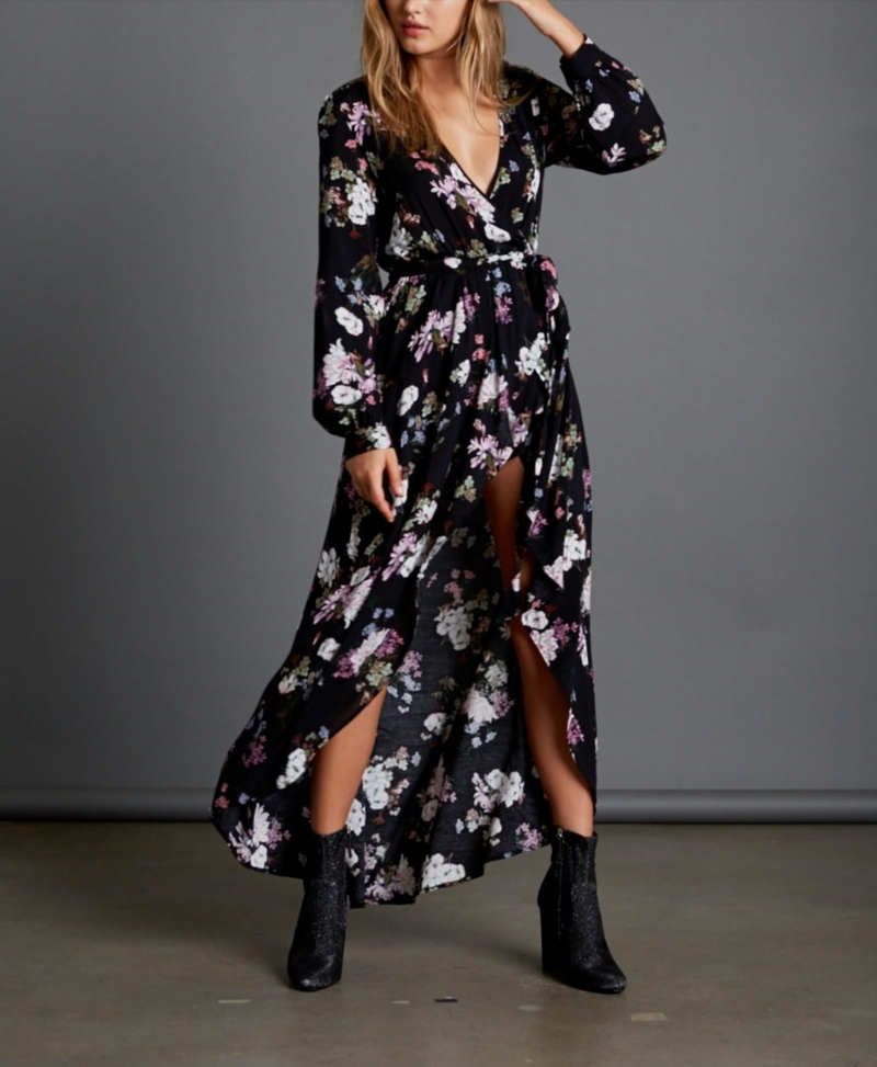 Cotton Candy LA - Hollywood Hills Dress in Black/Floral