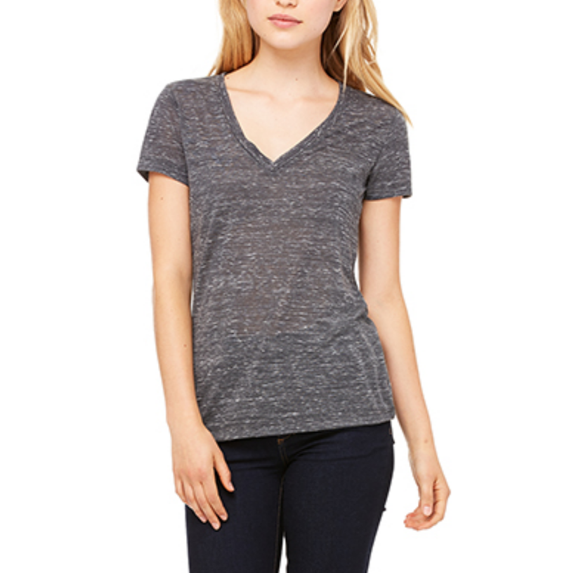The Go-To Jersey Short Sleeve Deep V-Neck Tee in Charcoal Marble