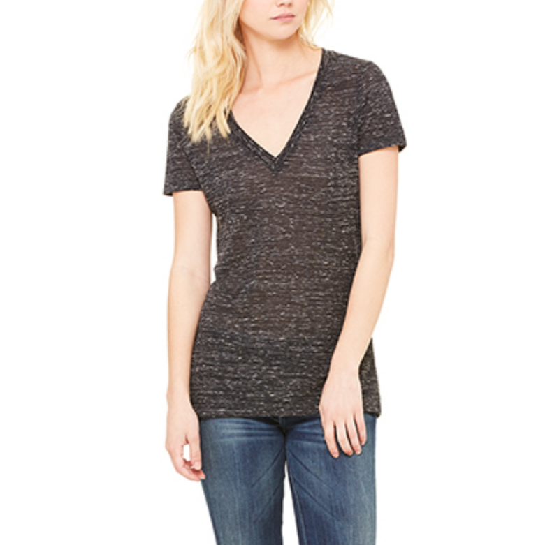 The Go-To Jersey Short Sleeve Deep V-Neck Tee in Black Marble