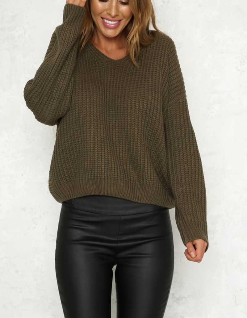 Own the Night Lace Up Back Knit Sweater in More Colors