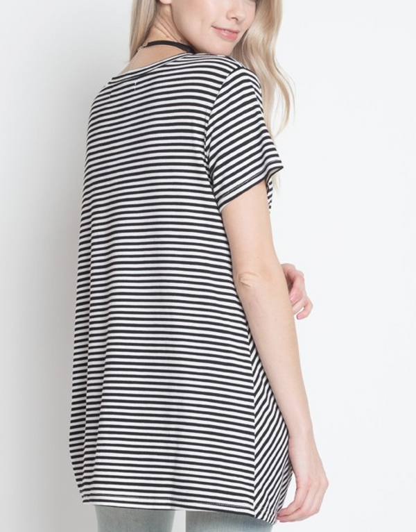Dreamers - Knot Your Babe Stripe T-Shirt in Black