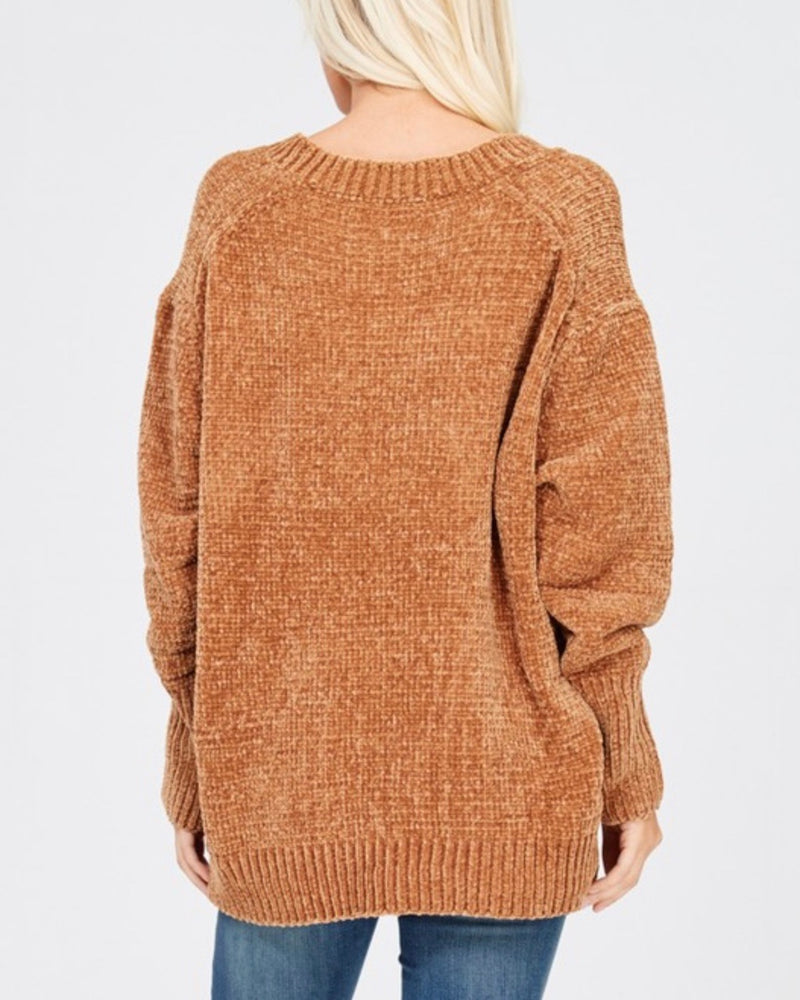 Chenille Oversized Sweater in Tan