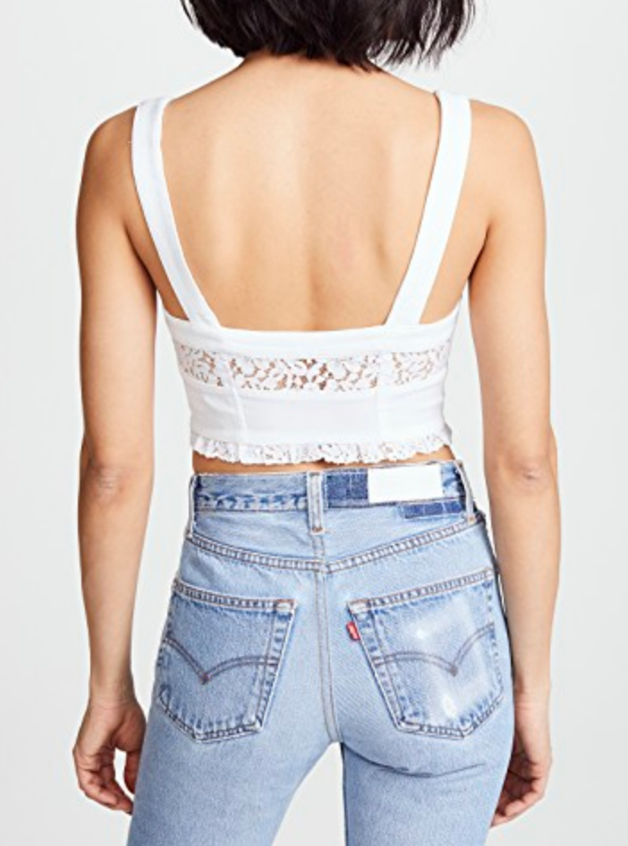 Free People Here I go Brami Lace Crop Top in White