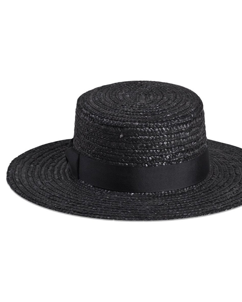 Lack of Color - The Spencer Noir Straw Boater Hat - black