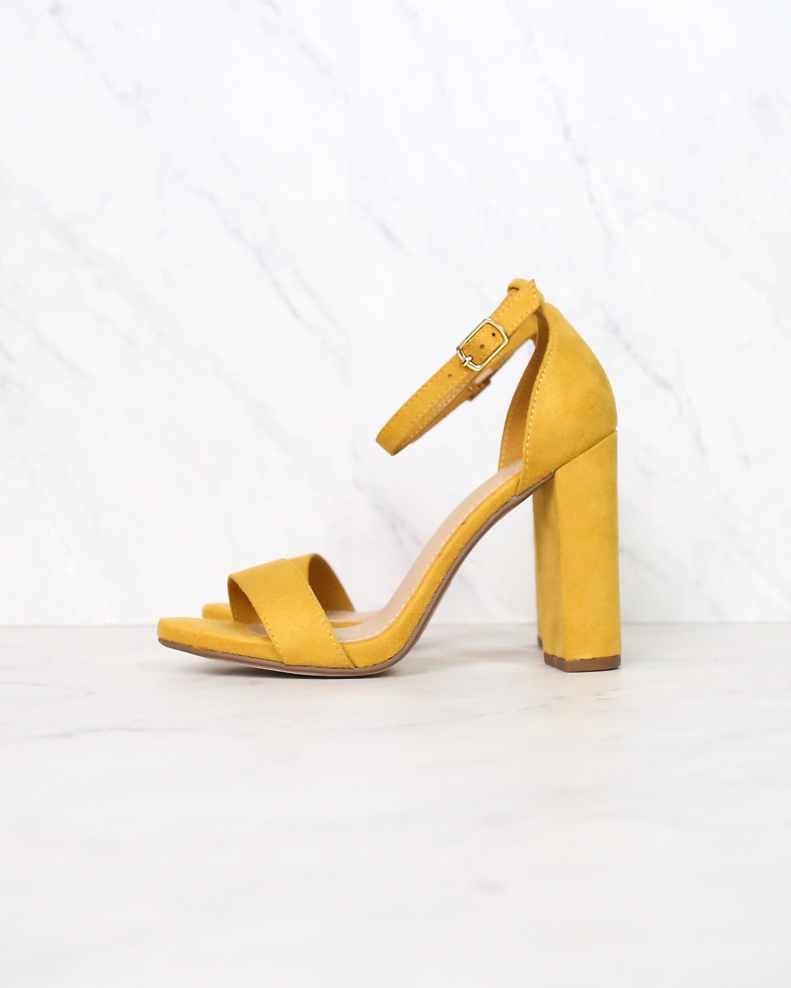 Mustard yellow chunky heels discount