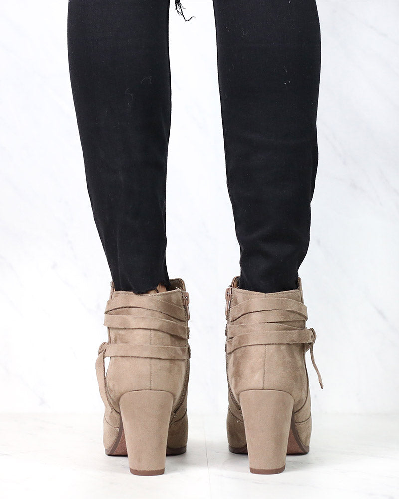 Strappy Ankle Booties in Taupe