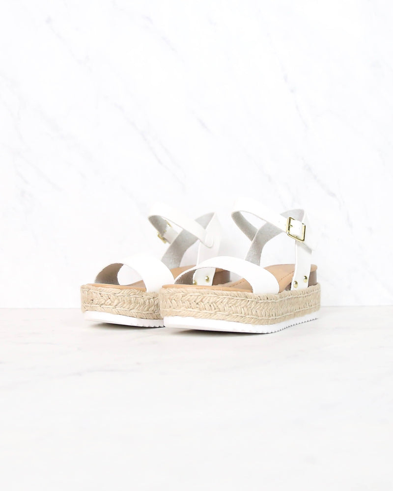 Strappy Espadrille Platform Sandals in White