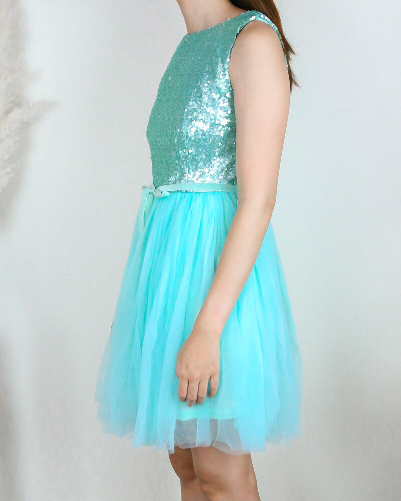 Sugar Plum 2.0 Party Dress with Tulle Skirt in Mint