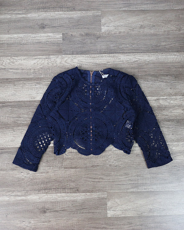 Toby Heart Ginger x Love Indie Balmain Sheer Lace Top in Navy