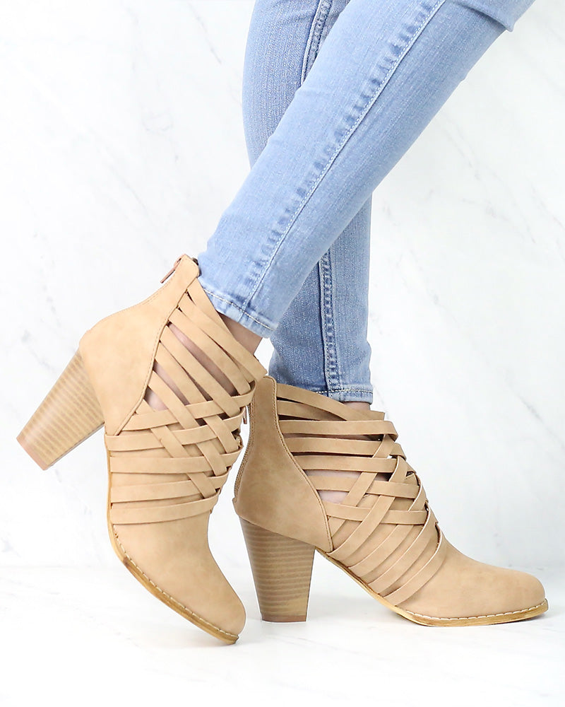 Urban Lights Cut Out Back Zip Chunky Heel Ankle Booties