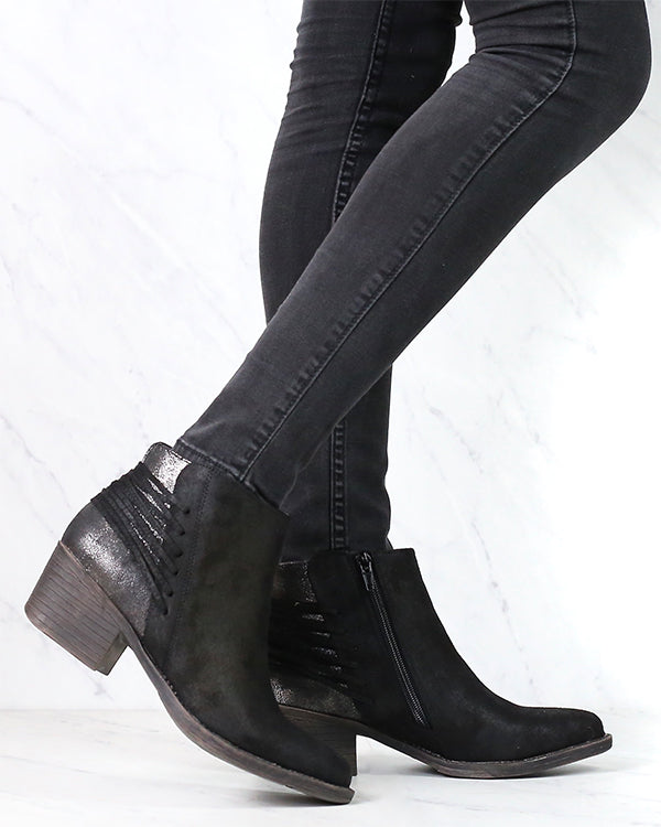 FINAL SALE - Very Volatile - Valence Lace Back Ankle Booties in Black