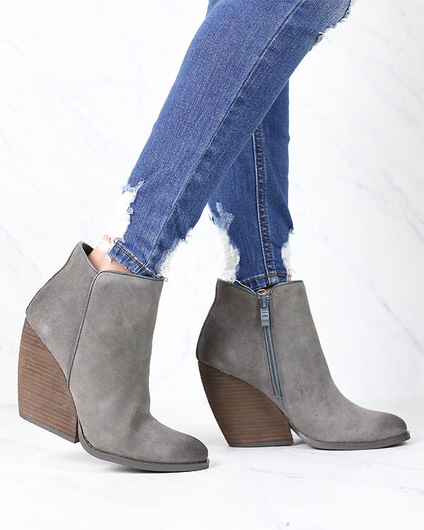 Very Volatile - Whitby Demi Wedge Suede Ankle Bootie in More Colors