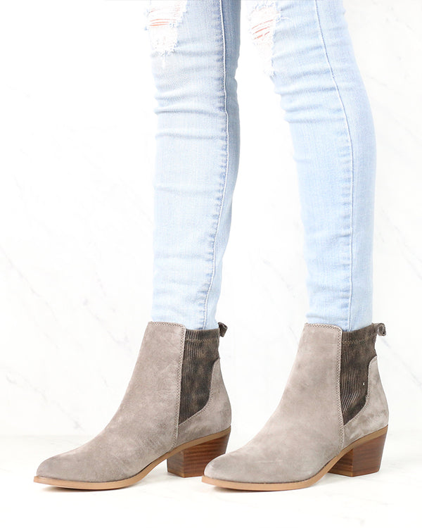 Very Volatile - Women's Raya Suede Leather Ankle Bootie - Taupe Suede