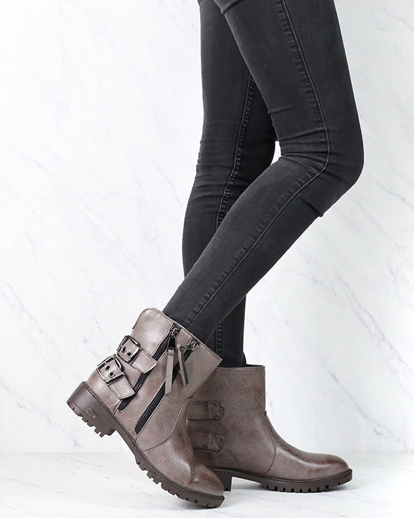 A Hunter's Game Biker Boots in Taupe
