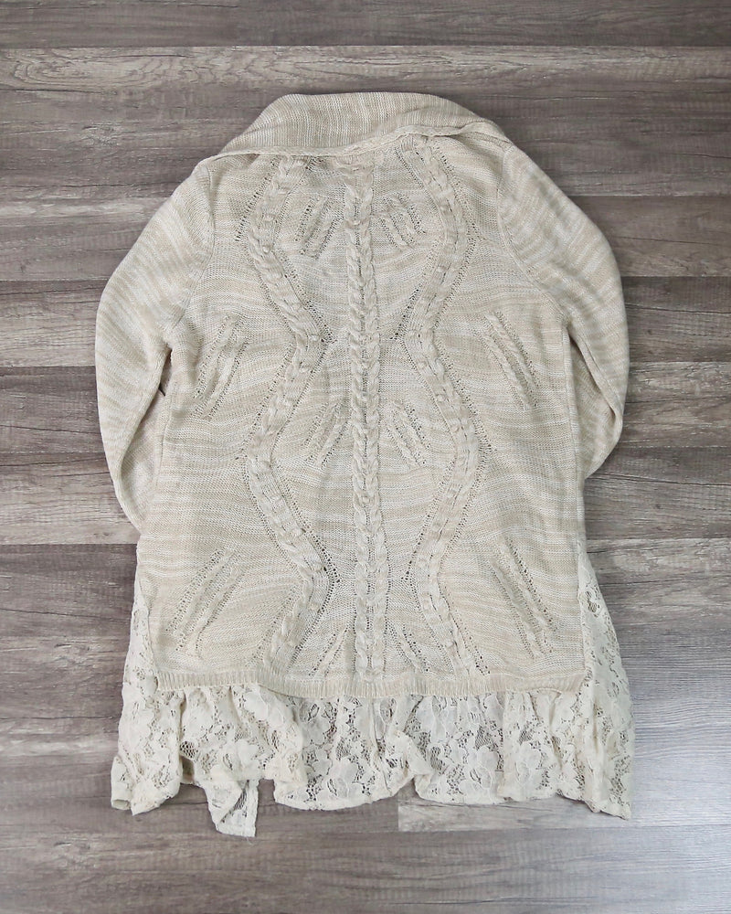 lace hem knit cardigan main image 0