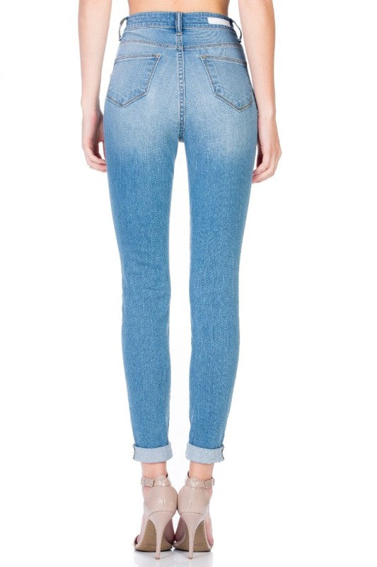Aliyah - High Rise Medium Blue Super Skinny Denim Jeans