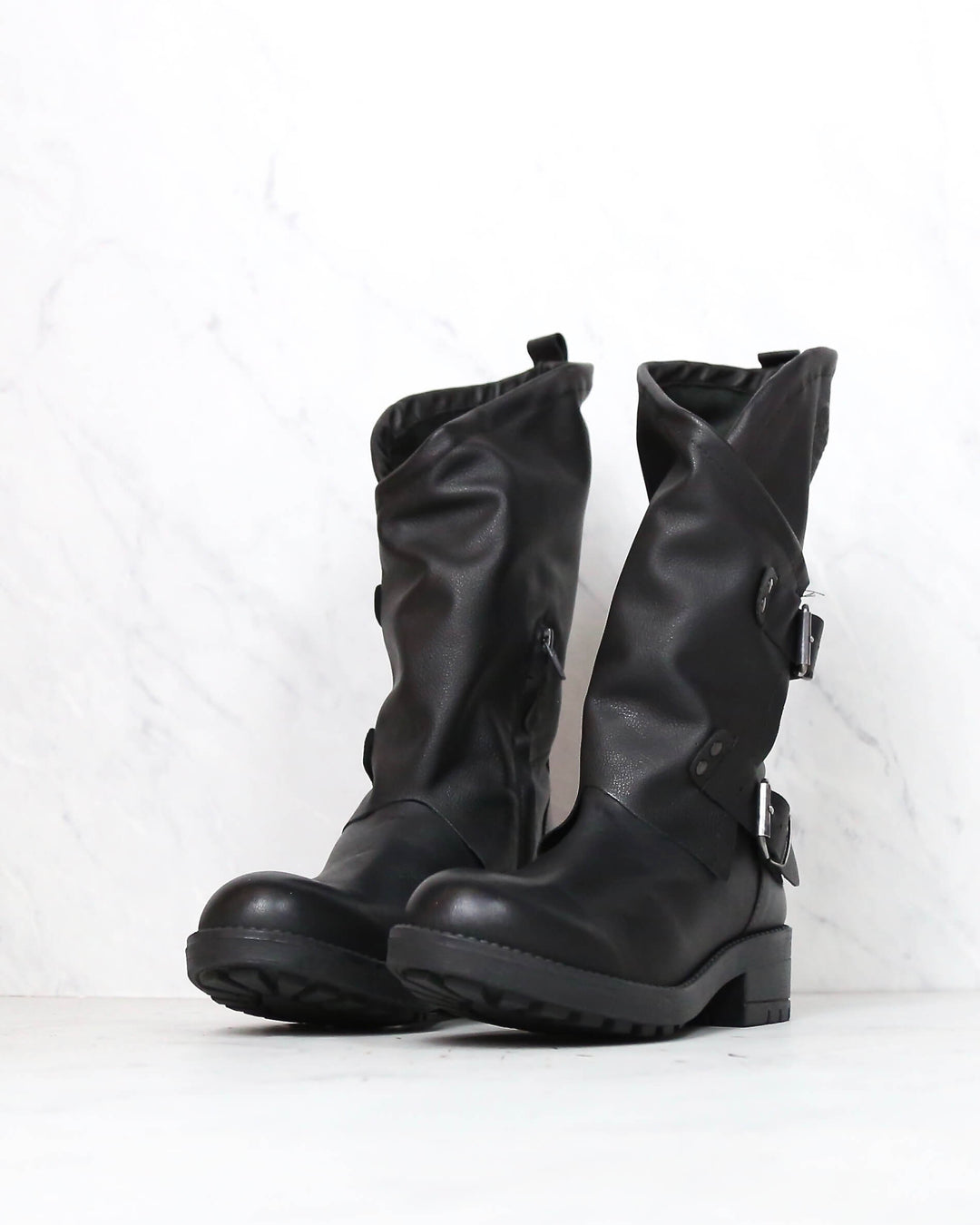 Coolway - Alida Leather Motorcycle Boots in Black