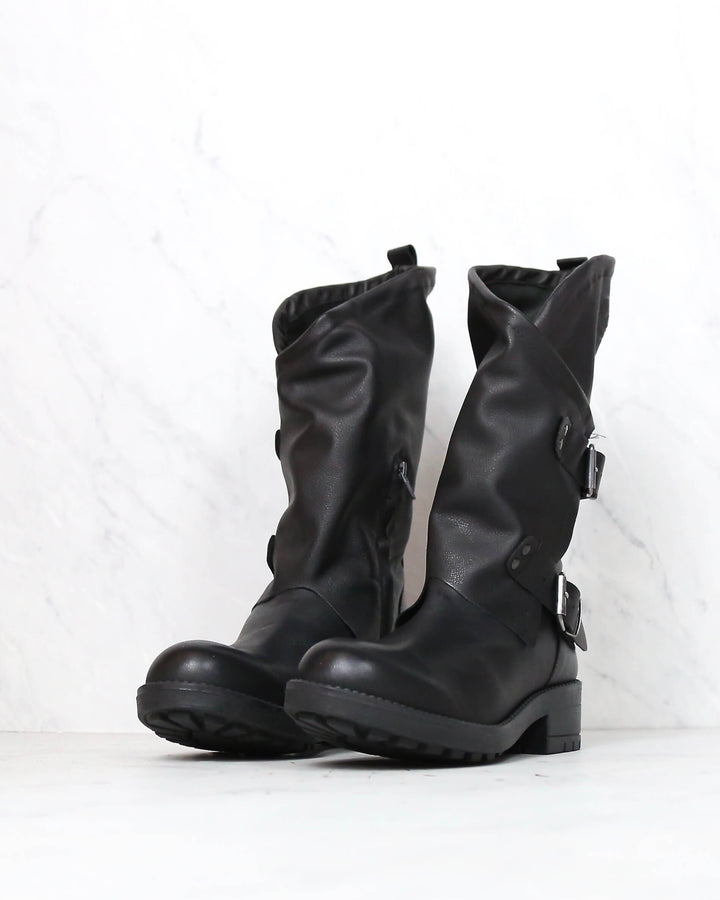 Coolway - Alida Leather Motorcycle Boots in Black