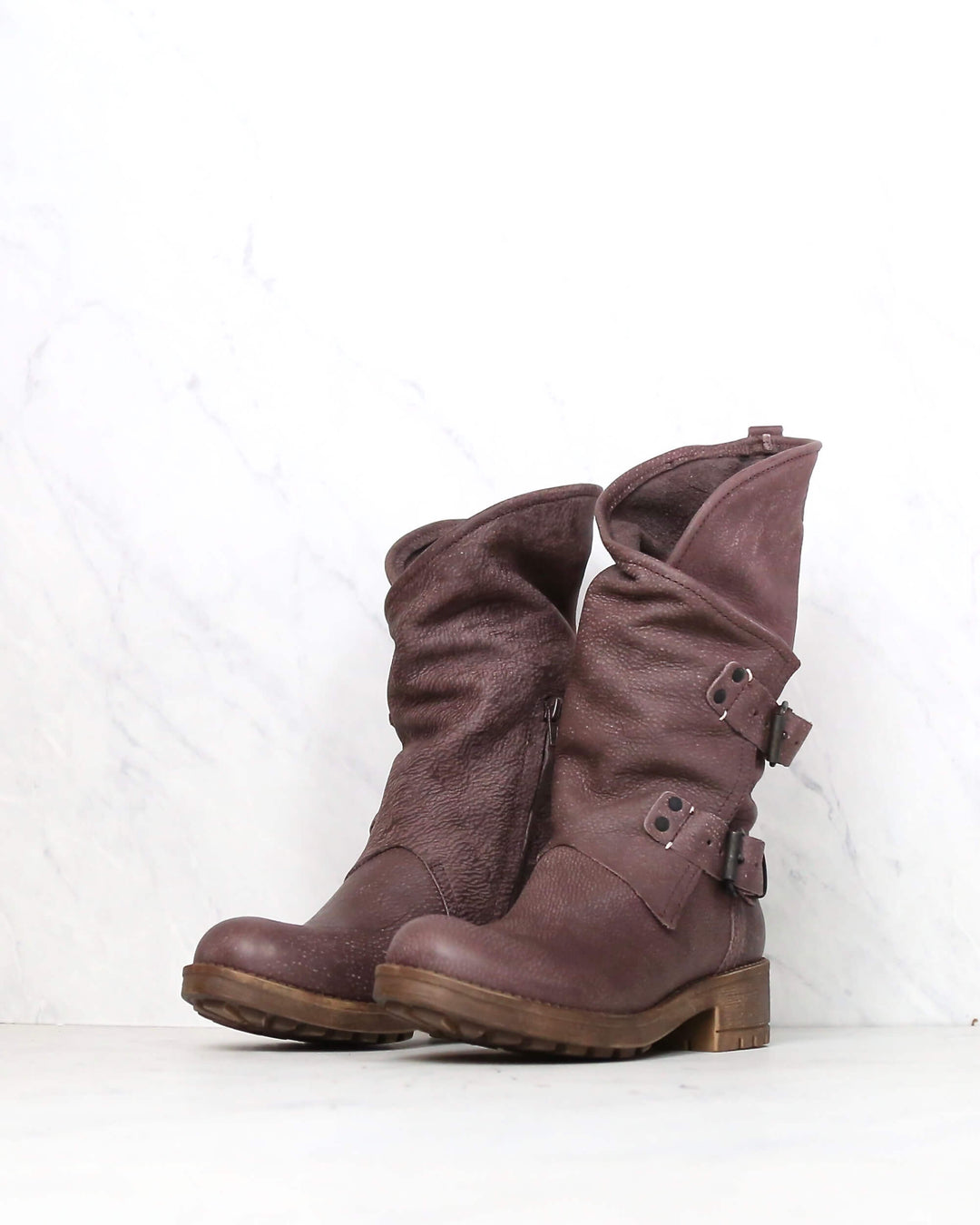 Coolway - Alida Leather Motorcycle Boots in Dark Brown