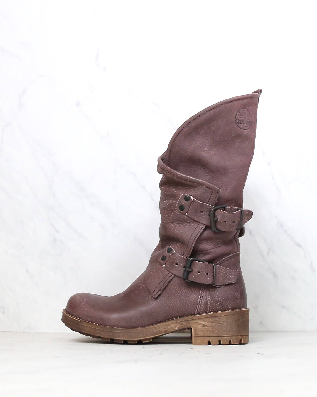 Coolway - Alida Leather Motorcycle Boots in Dark Brown