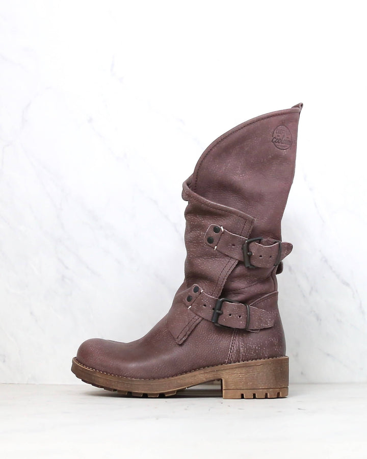 Coolway - Alida Leather Motorcycle Boots in Dark Brown