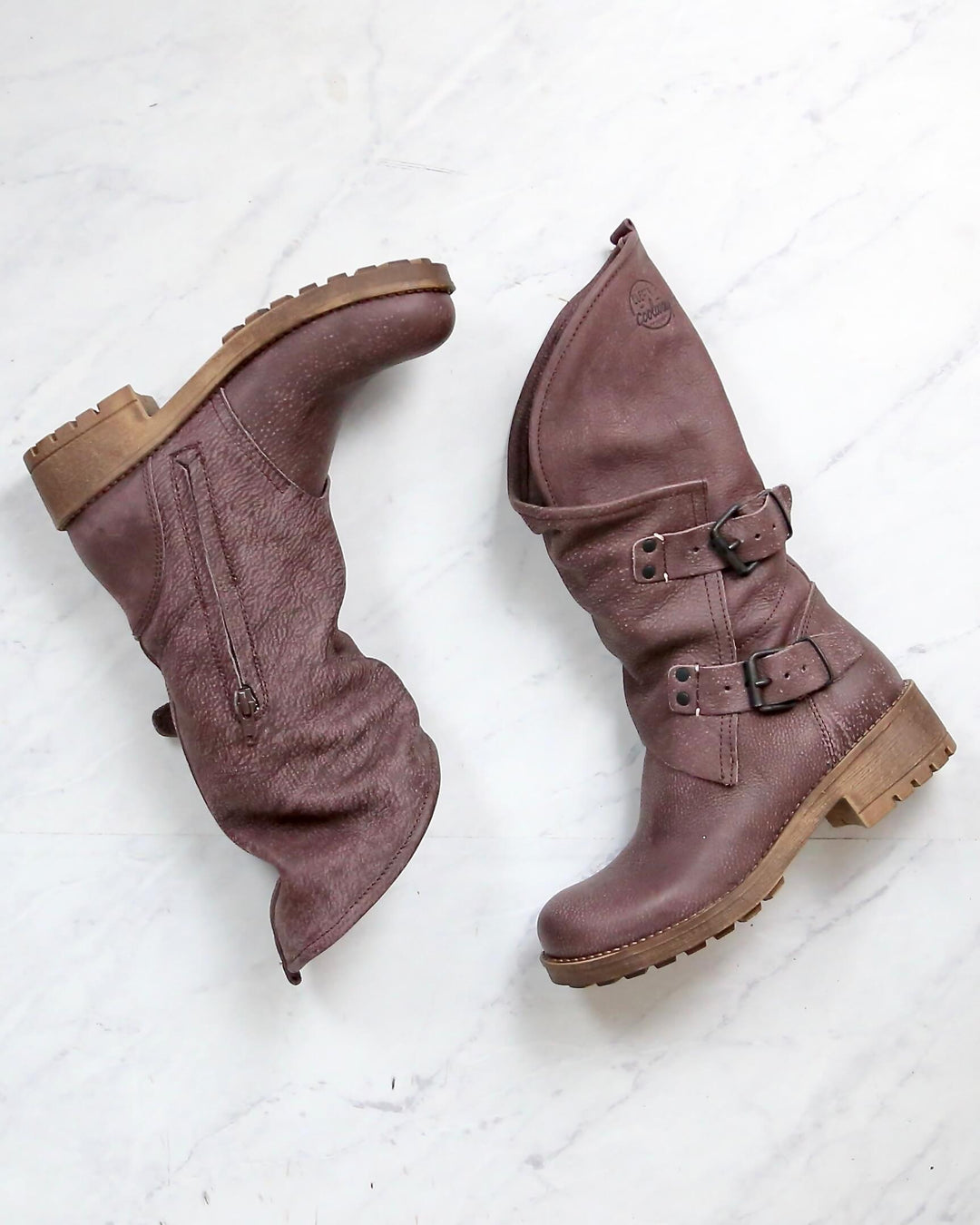 Coolway - Alida Leather Motorcycle Boots in Dark Brown