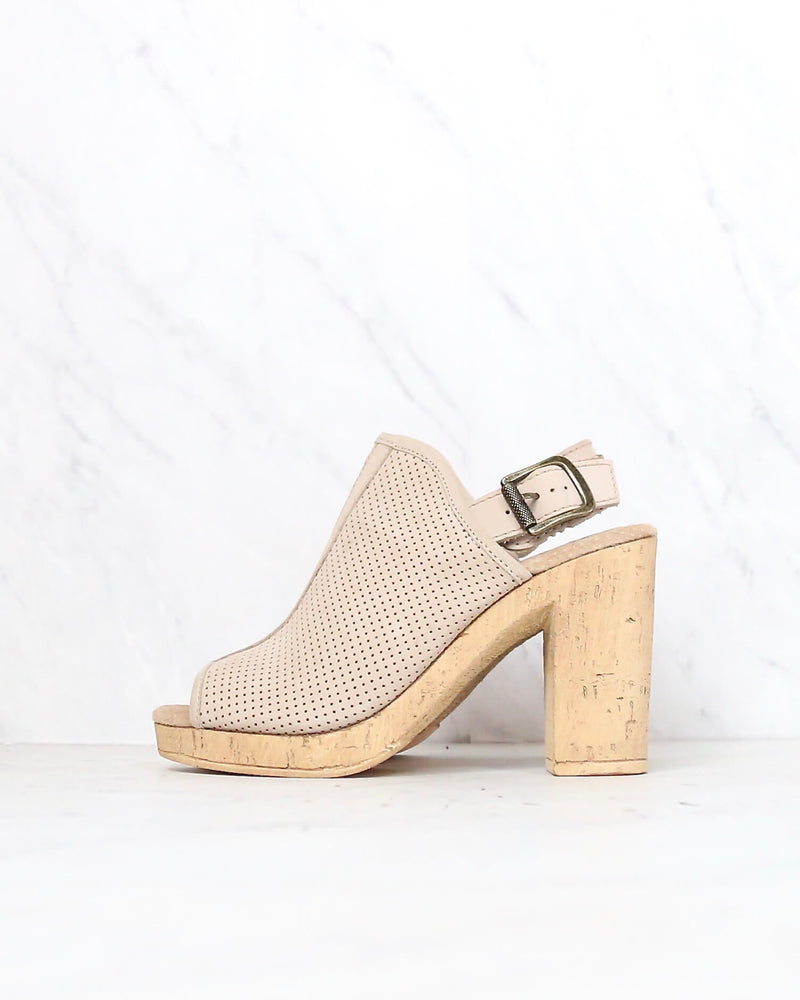 Sbicca - Almonte Open Toe Perforated Heel Sandal in Beige
