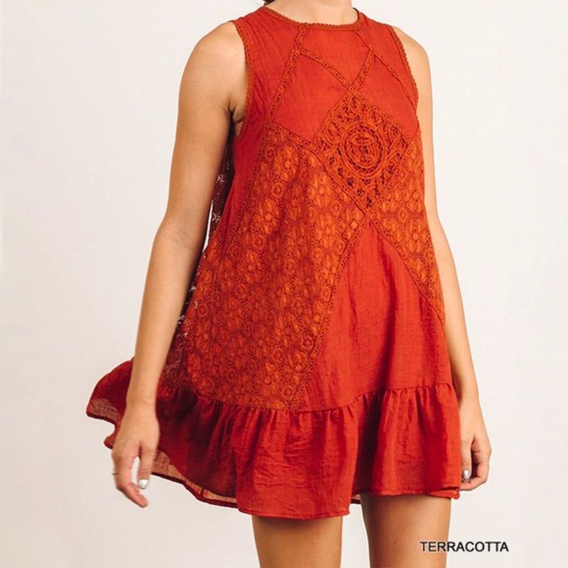 Mock Neck Lace Dress in More Colors