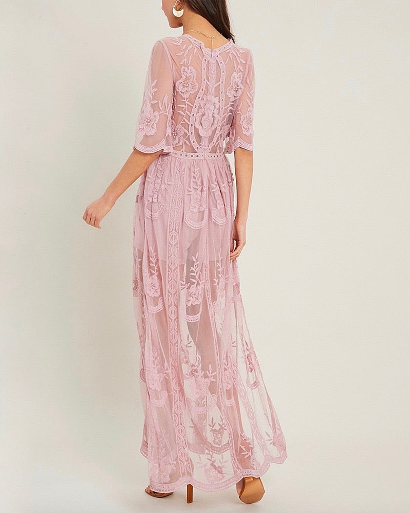 chinese dress ladies Lace Maxi Dress w/ Beads main image 1