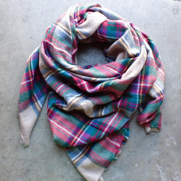 oversize plaid blanket scarf - shophearts - 1