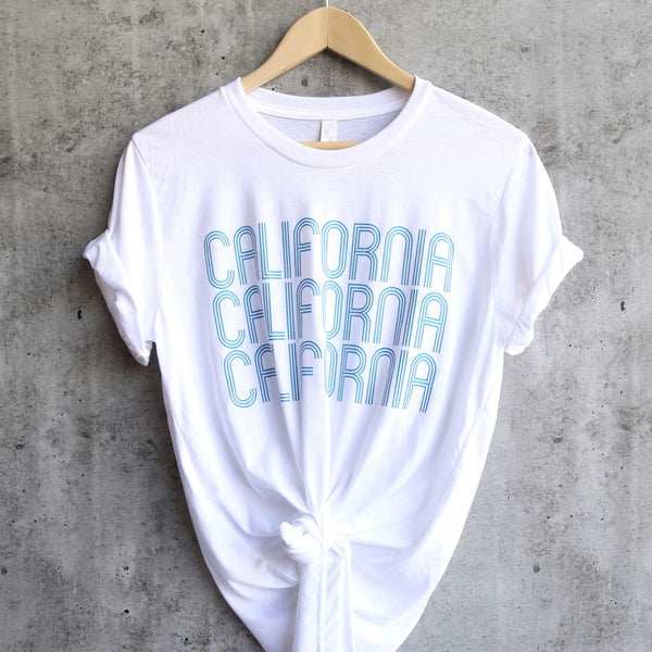 Distracted - California Unisex Triblend Graphic Tee in White/Blue