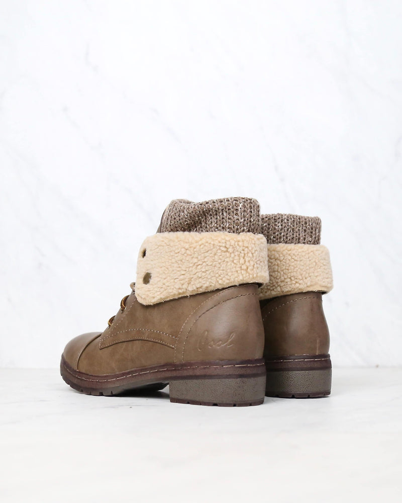 Coolway - Bring/Betta Leather Knit Sweater Cuff Ankle Boots in More Colors