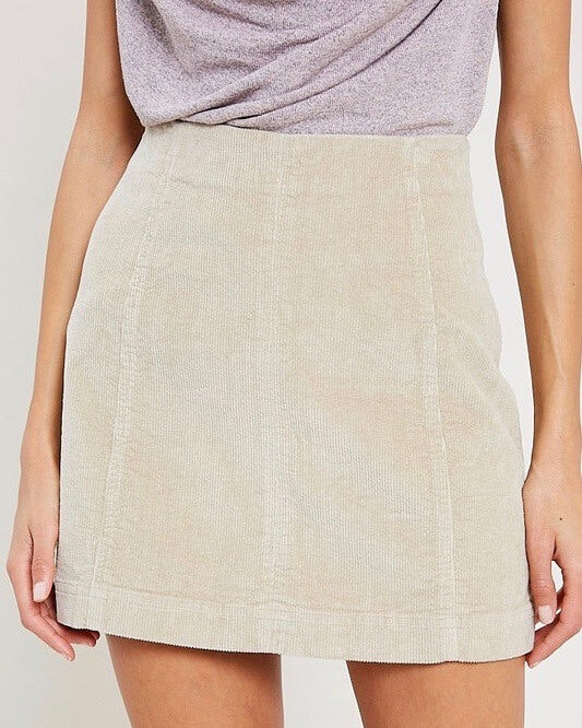 Corduroy Mini Skirt in Natural